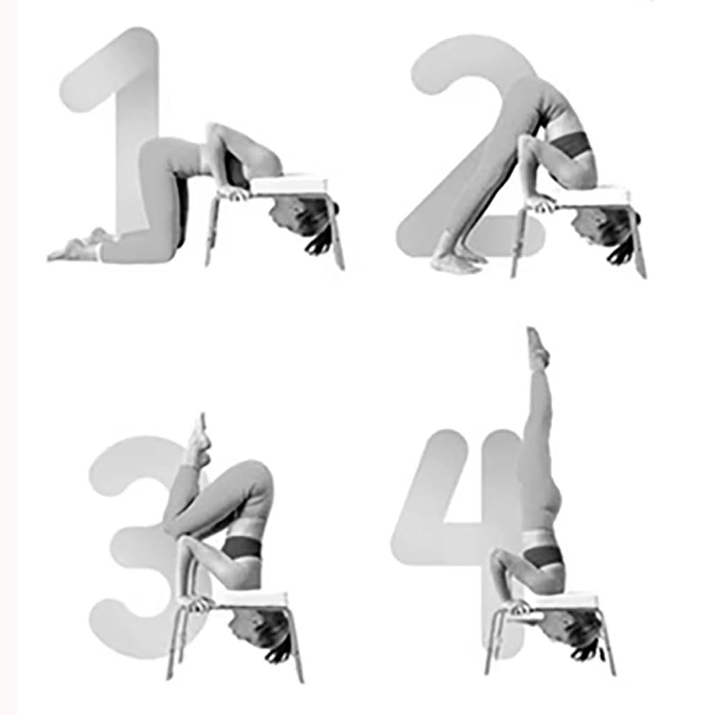 Sedia per Inversione Yoga, Cuscino Sedile Rimovibile, Panca Yoga Multifunzionale, Struttura in Legno Massello Sgabello Yoga per Famiglia e Palestra,Viola