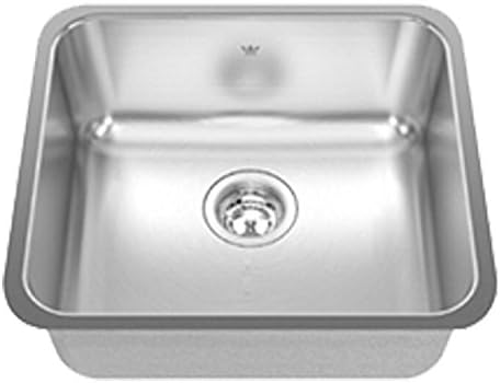 Kindred QSUA1820/8 Steel Queen Undermount Single Bowl Stainless Steel Kitchen Sink, Satin/Mirror