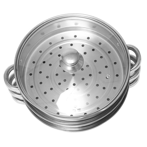 Faitout vapeur multifonction grande capacité en inox à double oreille
