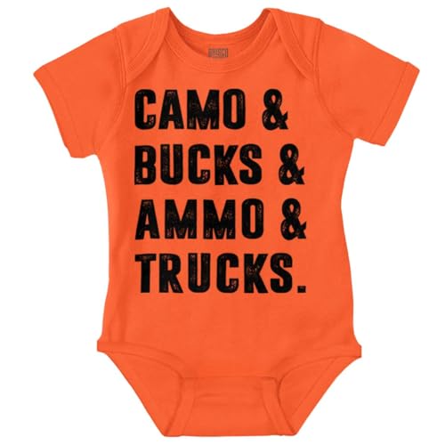 Image of Brisco Brands Camo Bucks Trucks Cute Hunter Son Baby Bodysuit Jumper Boys