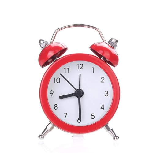 Image of Vintage Inspired Mini Table Alarm Clock, Old Retro Style Digital Alarm Clock, Small Table Clock for Home, Kitchen, Office and Decor (Red)