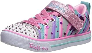 Skechers Kids Girls' Sparkle Lite-Magical Rainbows Sneaker, Grey/Multi, 8 Medium US Toddler
