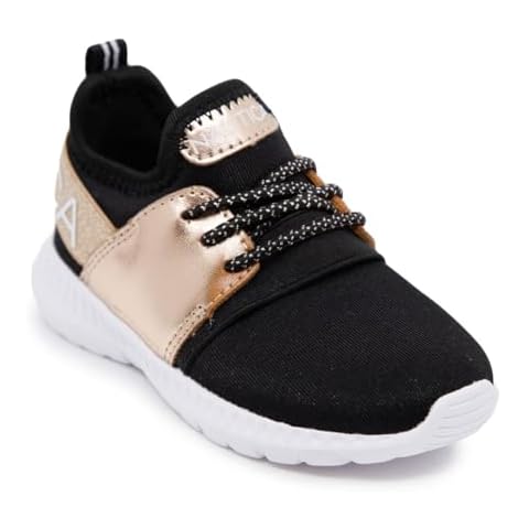 Nautica Kids Girls Lace-Up Fashion Sneaker Athletic Running Shoe-Kappil Toddler-Rose Gold Black-9 Cover