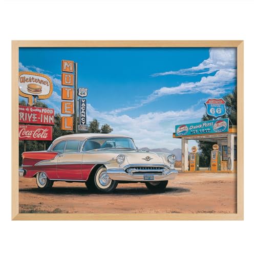 Tableau Route 66 encadré grand format pour masquer un mur vide