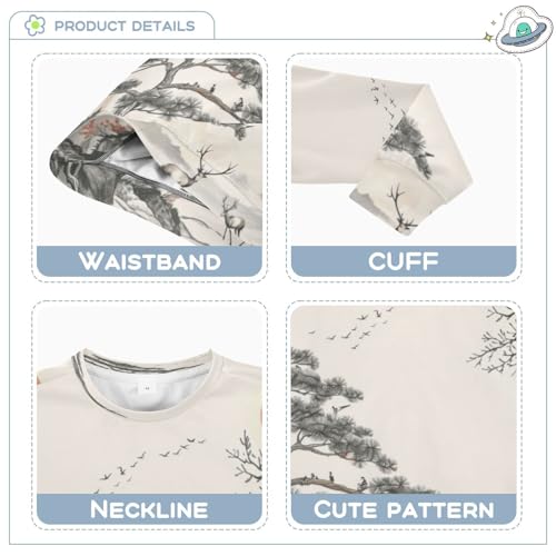 Youth Sweatshirts Long Sleeve Soft Ink Wash Painting Crewneck Pullover Sport Top Tee（5-10 Years）3