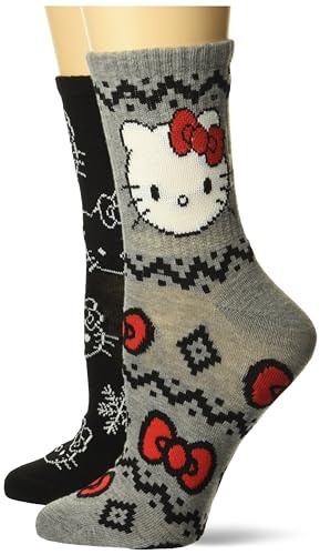 Hello Kitty Women's Holiday 2 Pack Mid Crew Socks
