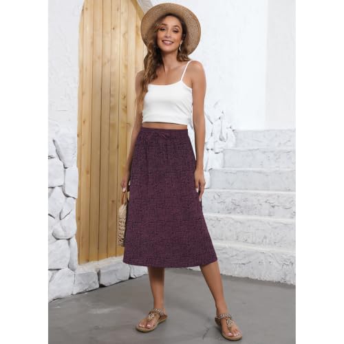 Image of Witsmile Flowy Skirt Elastic High Waist A-Line Skirt with Pockets Bohemia Cover-up for Women 2026 Trendy(S-2XL)