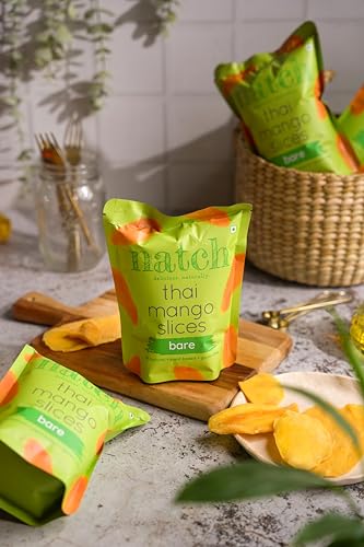 Image of Natch Dried Thai Mango Slices, Healthy Snakcs Vegan & Gluten Free, 100% Natural Mango Fruit, No Artificial Preservatives, Healthy Fruit Snacks for Adults & Kids, Real Mango Candy, 60g each (Pack of 2), Bare Flavour