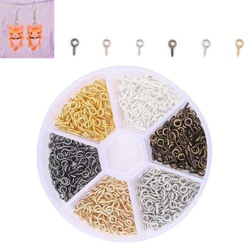 Mini Crochets à Oeil 4x8mm,600 Pièces Vis à Œil en Acier Inoxydable,Vis a Oeil Screw Eye Bails,pour vos Projets Créatifs Bricolage et Artisanat Mini...