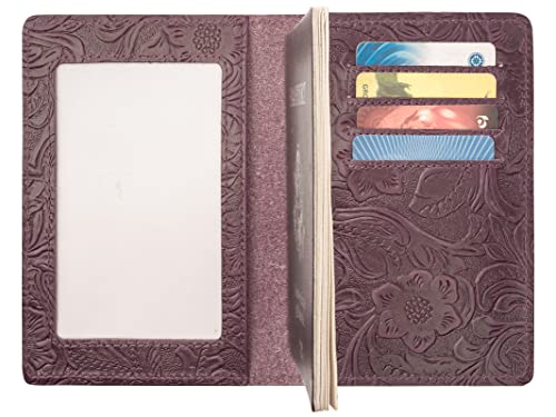 Agbiadd Passport Wallets And Vaccine Card Holder Combo,Rfid Blocking Genuine Leather Passport Holder Cover Case With Cdc Vaccination Card Slot, Leather Travel Documents Organizer Protector For Women Men (Purple Flower) #TOP3