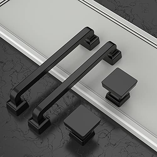 Image of Asidrama 10 Pack 1-1 /4 inch Matte Black Kitchen Cabinet Knobs - Dresser & Drawer Knobs - Zinc Cabinet Hardware