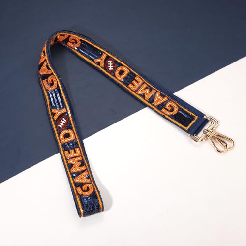 Image of YAHPERN Beaded Purse Straps Game Day Purse Strap Replacement Sequin Crossbody Football Purse Strap for Stadium Clear Bag
