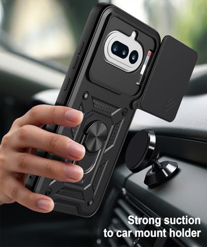 Image of Tough Armor Bumper Back Cover Case for Nothing Phone 4A 5G | Sliding Camera Cover, Kickstand & Ring Holder 360 Degree Protection Back Cover Case for Nothing Phone 4A 5G - Black