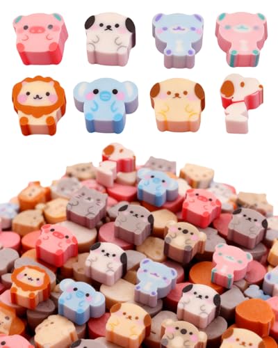 WUNZILO 60 piezas Gomas de Borrar, Goma de Borrar de animales, adecuados como pequeños regalos para niños, relleno calendario de adviento para niños o regalos fiesta para cumpleaños infantiles para