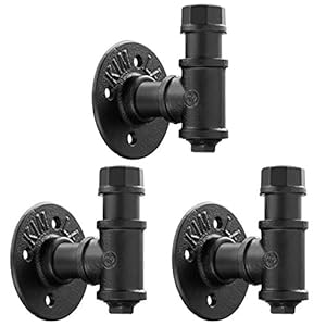   Elibbren-3-Pack-Rustic-Style-Industrial-Iron-Pipe-Coat-Towel-Holder-Wall-Hook-for-Hanging-Wall-Mounted-Vintage-Robe-Clothes-Hanger-Heavy-Duty-FarmhouseMounting-Hardware-Included-Black