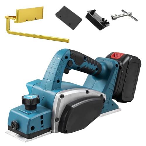 Cepillo eléctrico para madera, lijadora, cepillo para madera, profesional cepilladora, cepillo eléctrico con profundidad de corte ajustable de 0-2 mm, ancho de corte de 82 mm (sin batería)