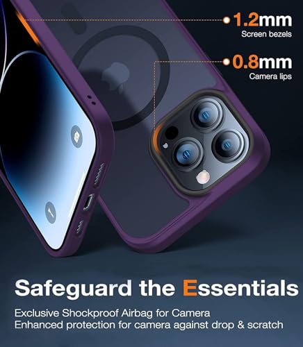 Image of mobistyle Designed for iPhone 14 Pro Case | Compatible with Mag-Safe | Slim Protective Matte Case Compatible Back Cover (Purple)