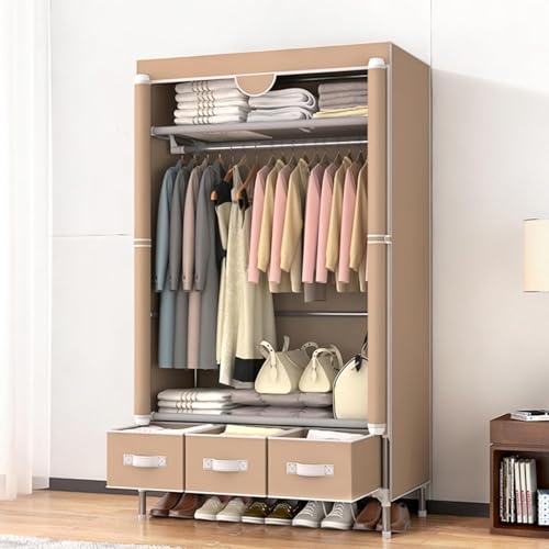Armario portátil de tela con cajones de 75 a 150 cm, solución de almacenamiento de tela no tejida para ropa y zapatos, elegantes opciones de color gris, amarillo y marrón, diseño que ahorra espacio
