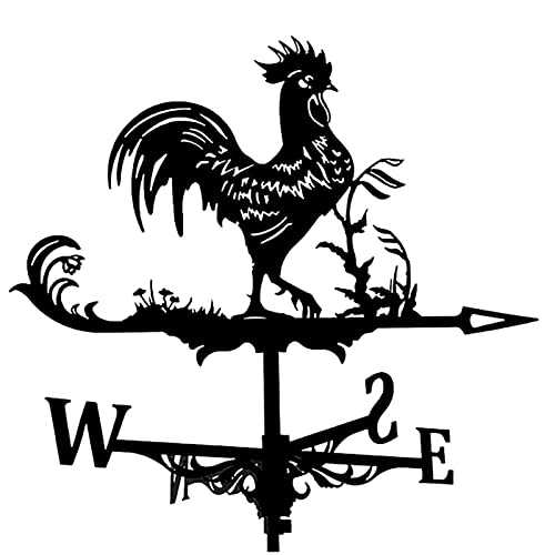 KLONWG Banderuola segnavento in Metallo a Forma di Gallo, banderuola segnavento Vintage, indicatore di direzione del Vento Cavo, Facile da Usare per la Decorazione di Giardini e fattorie,