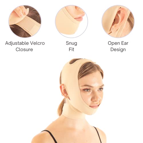 Chin Compression Garment, Chin Strap Band Face Lift, Chin Lift Band, Neck Cover Face Compression (M, Beige) #TOP3