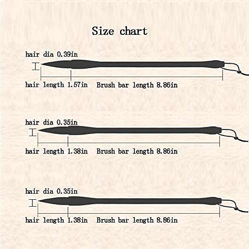 Juedi Chinese Brush Calligraphy Brush Sumi Brushes Painting Brush Writing Brushes Large Chinese Calligraphy Brush Set 3Pcs #TOP2