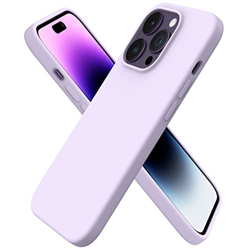 Ornarto Compatible With Iphone 14 Pro Case 6.1, Slim Liquid Silicone 3 Layers Full Covered Soft Gel Rubber Phone Case Protective Cover With Microfiber Lining 6.1 Inch-Pastel Lilac #TOP20