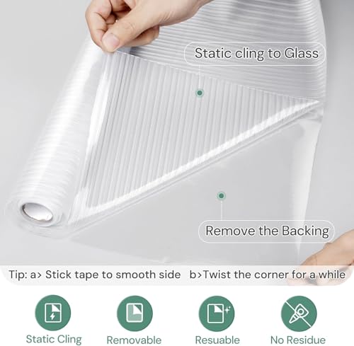 Image of CREON 3D Reeded Glass Window Film (24 inch X 48 inch Inch,) Heat Blocking, Static Cling, Non-Adhesive