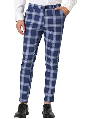 Lars Amadeus Men's Plaid Dress Pants Classic Slim Fit Chino Business Trousers