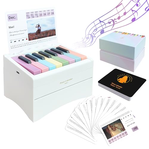 Piano Calendar 2026 Playable Piano Desk Calendar 2026 Swift Mini-Piano Calendar with 52 Simplified Music Scores in 27 Cards USB Rechargeable Mini Piano Gifts for Swift Fans Home Decor White