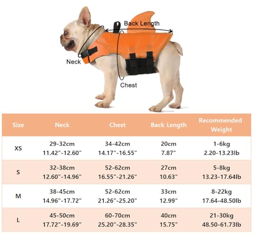 FONLAM Schwimmweste Hund Rettungswesten Warnwesten Badeanzug für Hunde Neulinge Sicherheitswesten für Haustier Baden Pool Strand (Orange, M)