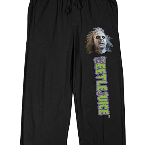 Bioworld Beetlejuice Betelgeuse Face & Logo Men's Black Sleep Pajama Pants2
