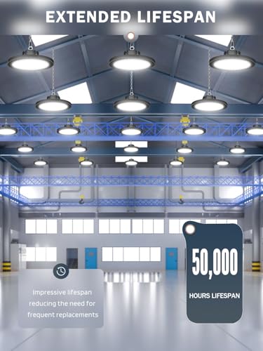 Image of lvsdak LED High Bay Lights 250w (Eqv.1000w Mh /Hps /Hid),5000K Daylight 37500lm with 5ft Cable High Bay Led Shop Lights Commercial Lighting Fixture for Warehouse Garage Light Barn Factory 6 Pack