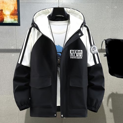 Male Windbreaker Jackets Youth Korea Print Casual Loose Coat Spring Autumn Sports Tops Zip Up Comfortable Sportswear2
