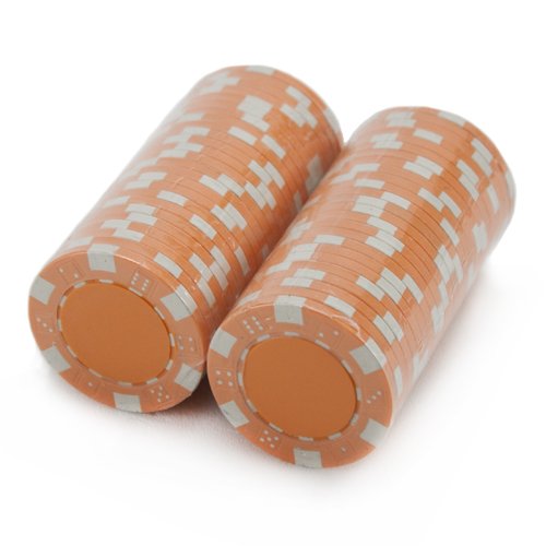 Brybelly 50 Orange Clay Composite Striped Dice 11.5 Gram Poker Chips #TOP3