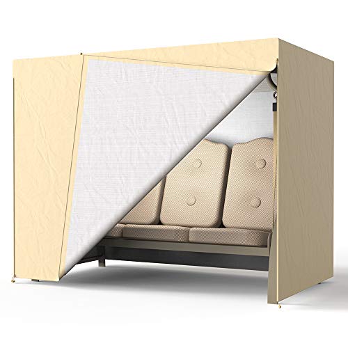 Judy1980 Housse Balancelle Jardin 3 Places,Bâche de Protection Balançoire 190T Oxford Imperméable Anti-UV,Anti-Poussière 220x125x175CM (Beige) Cover