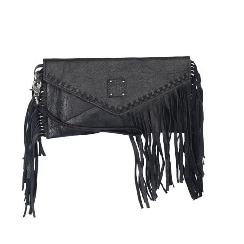 STS Ranchwear Womens Indie Black Buffalo Leather Clutch Bag