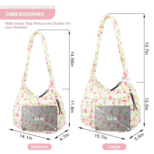 Image of Quilted Puffer Tote Bag Purse Puffy Crossbody Shoulder Bag,Lightweight Nylon Hobo Bag Puffer Carryall Bag for Women Girl
