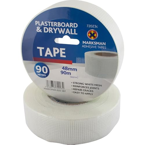 BARGAINS-GALORE 90M Self Adhesive Scrim Tape - Plastering Mesh Strong Fibreglass | 90 Metre, Plasterboard, Strong Durable, Long Lasting | High-Strength, Drywall Repair | Multi Purpose