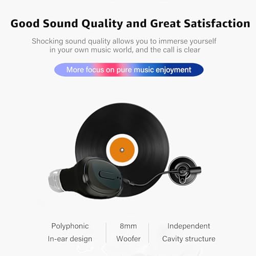Image of Single Bluetooth Wireless Earbud, Mini Invisible in-Ear Wireless Bluetooth Headphone 12 Hours Super Long Battery Life Suitable for Sports Work and Sleep - Black