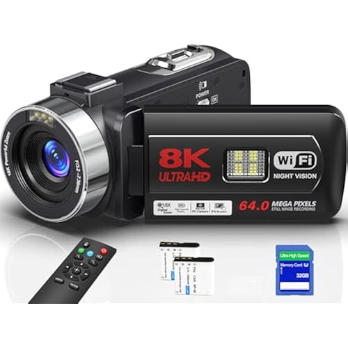 8K Video Camera 64MP Camcorder IR Night Vision 18X Zoom WiFi Vlog Camera