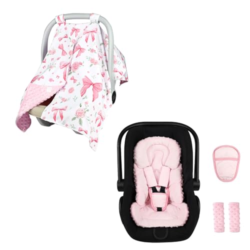 Insertos y cubiertas para asiento de bebé rosa miniatura 1