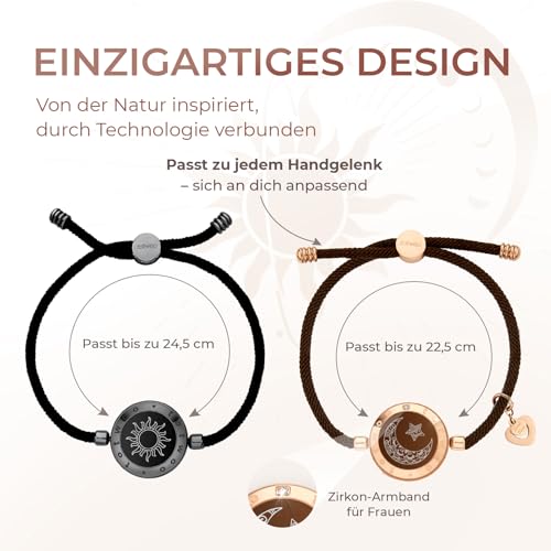 TOTWOO Intelligente Partnerarmbänder für Fernbeziehungen mit App-gesteuerter 1:1-Bluetooth-Kopplung – Valentinstagsgeschenk mit Leuchten und Vibration bei Berührung, gefertigt aus 316L-Edelstahl