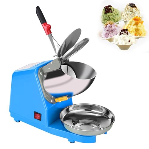 Broyeur à Glace Électrique, Broyeur à Glace Double, 65 Kg/h, 300 W, pour Smoothies, Boissons Sans Alcool, Cocktails Et desserts Froids,Blue