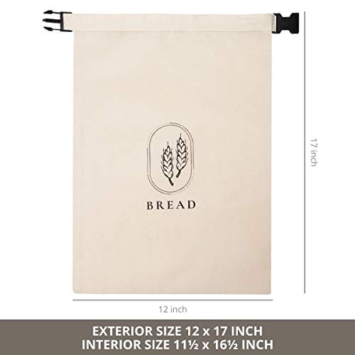 Bread Bags - Organic Cotton Counter Top Storage Containers with Carrier Handle - Set of 2 (12 x 17 inch, Natural)