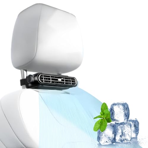 Image of Car Fan for Driver and Passenger's Seat, Car Seat Fans for Backseat Kids Baby Rear Facing, Portable Usb Headrest Cooling Fan for Vehicle Jeep Van RV Truck (Black (USB Power))