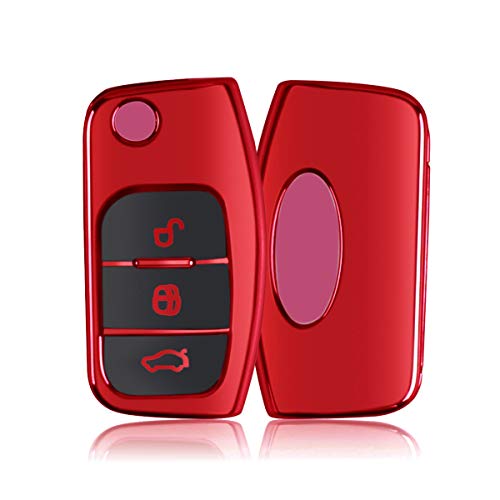Heart Horse Soft TPU Key Cover Compatible for Ford Focus Fiesta C-Max S-Max Kuga Mondeo MK4 Galaxy Key Case Protection (red)