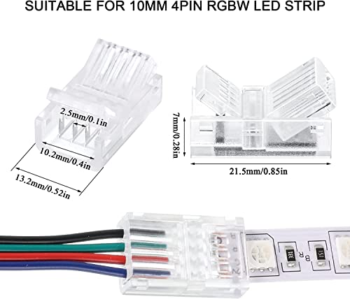 RUNCCI-YUN Pack of 20 LED Connectors, 4 Pin 10mm, Solderless, Gapless, for Unwired Gapless Track Lighting 5V 12V 24V SMD 5050 - Image 3