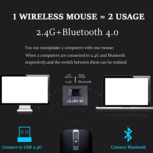 Wireless Arc Mouse Rechargeable Silent For Travel Cordless Bluetooth Laptop Mouse Folding Ultra Slim 3 Dpi For Macbook Pro Microsoft Dell Hp Lenovo Device #TOP5