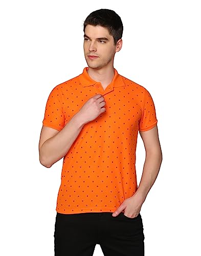 Image of INKKR Men's Printed Polo Neck Half Sleeve Multicolor T-Shirt