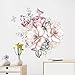 WSLWJH Sticker Mural Rose Peint Fleur Stickers Muraux Papillons Décalcomanie Fille Tête De Lit Chambre Décoration Décor À La Maison Pour Meubles Art Mural Affiches